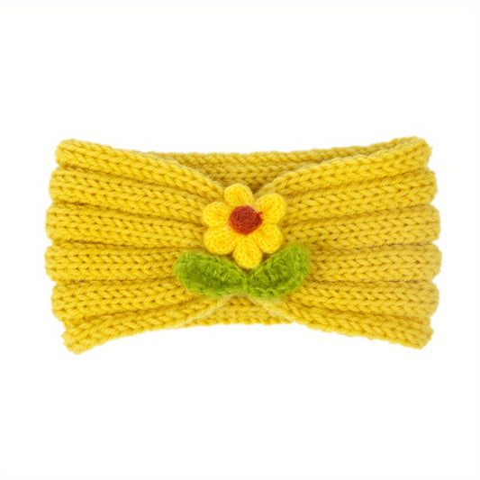 Knitted Headband Small Flower Hairband for Baby Kids Girls