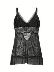 Lace Bow Ruffle Babydoll Dress