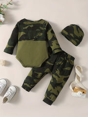 Newborn Baby Boy 2pcs Casual Outfits Crew Romper Top & Pants Set