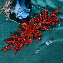 Red Rhinestone Bridal Hair Accessory Wedding & Halloween Party Hairpiece