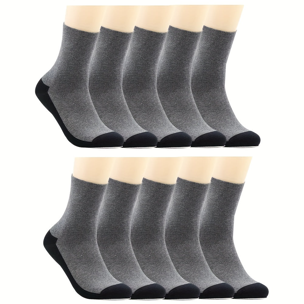 10 Pairs Men's Comfortable Mid Calf Socks For Daily Use