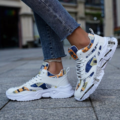 Graffiti Graphic Chunky Sneakers Soft Lightweight Running Shoes