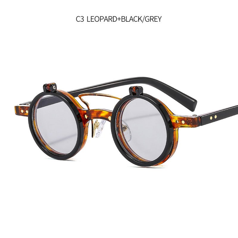 Vintage Punk Round Flip Sunglasses UV400 Shades