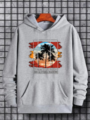Men's Palm Tree Graphic Hoodie Drawstring Hooded Sweatshirt