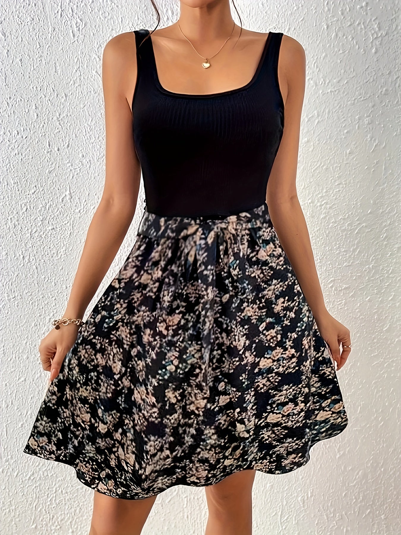 Floral Print Tank Dress Casual Sleeveless Dress Women's Clothing