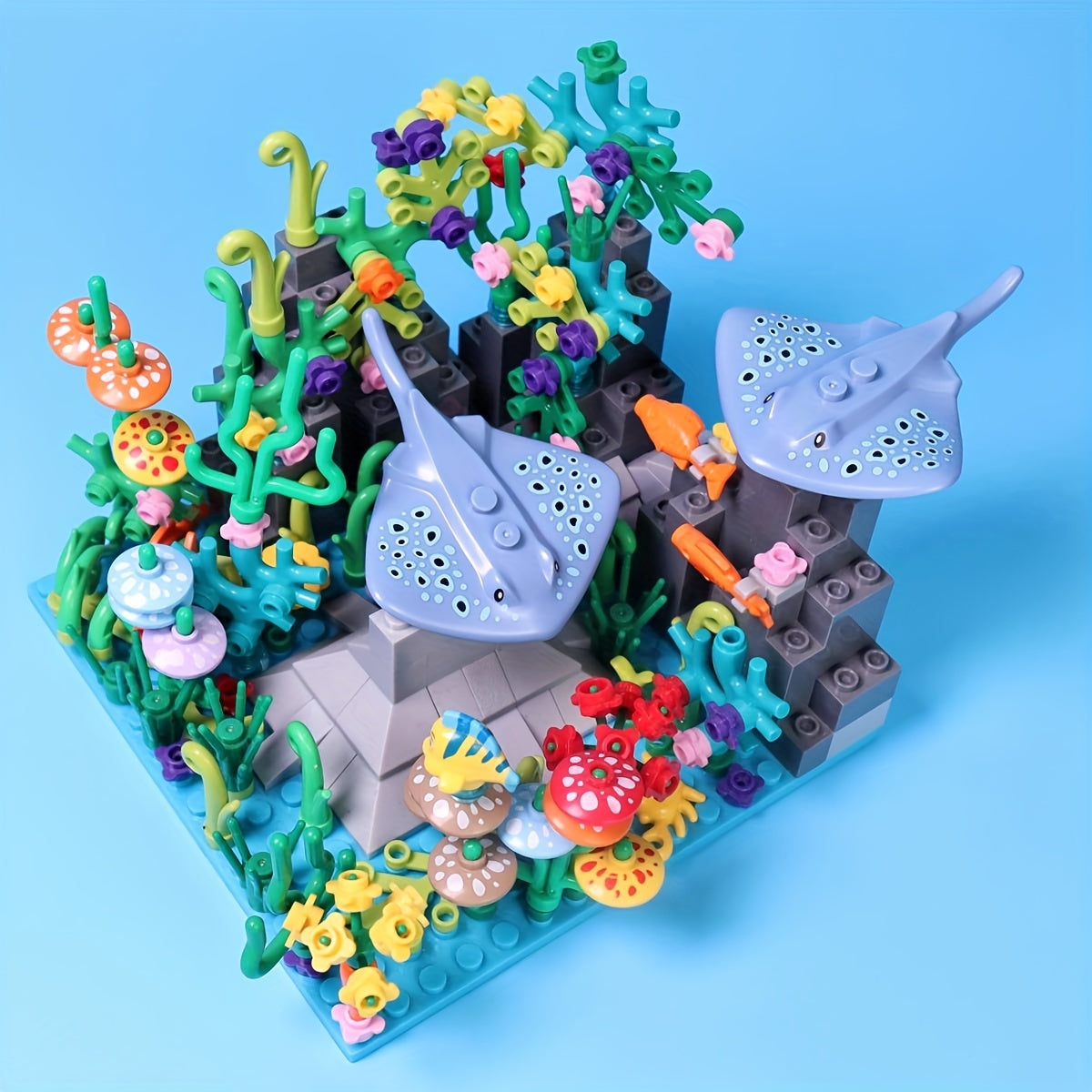 Underwater Animals Building Blocks Fish Rays Dolphins Turtles Octopus Lobster