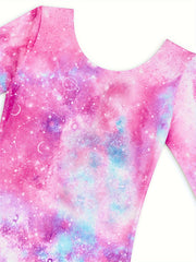 Stretchy Tie Dye Long Sleeve Gymnastics Suit Dance Leotard