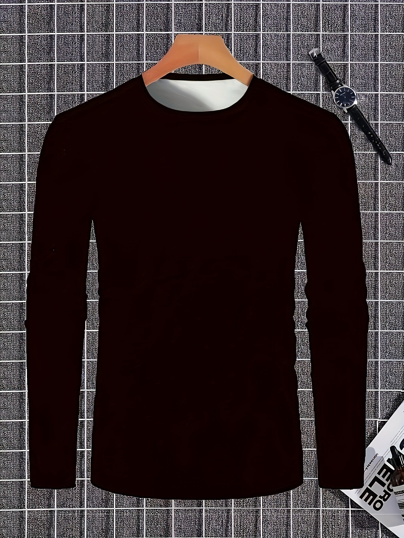 Skull Motorcyclist Print Men's Long Sleeve Graphic T-Shirt for Autumn