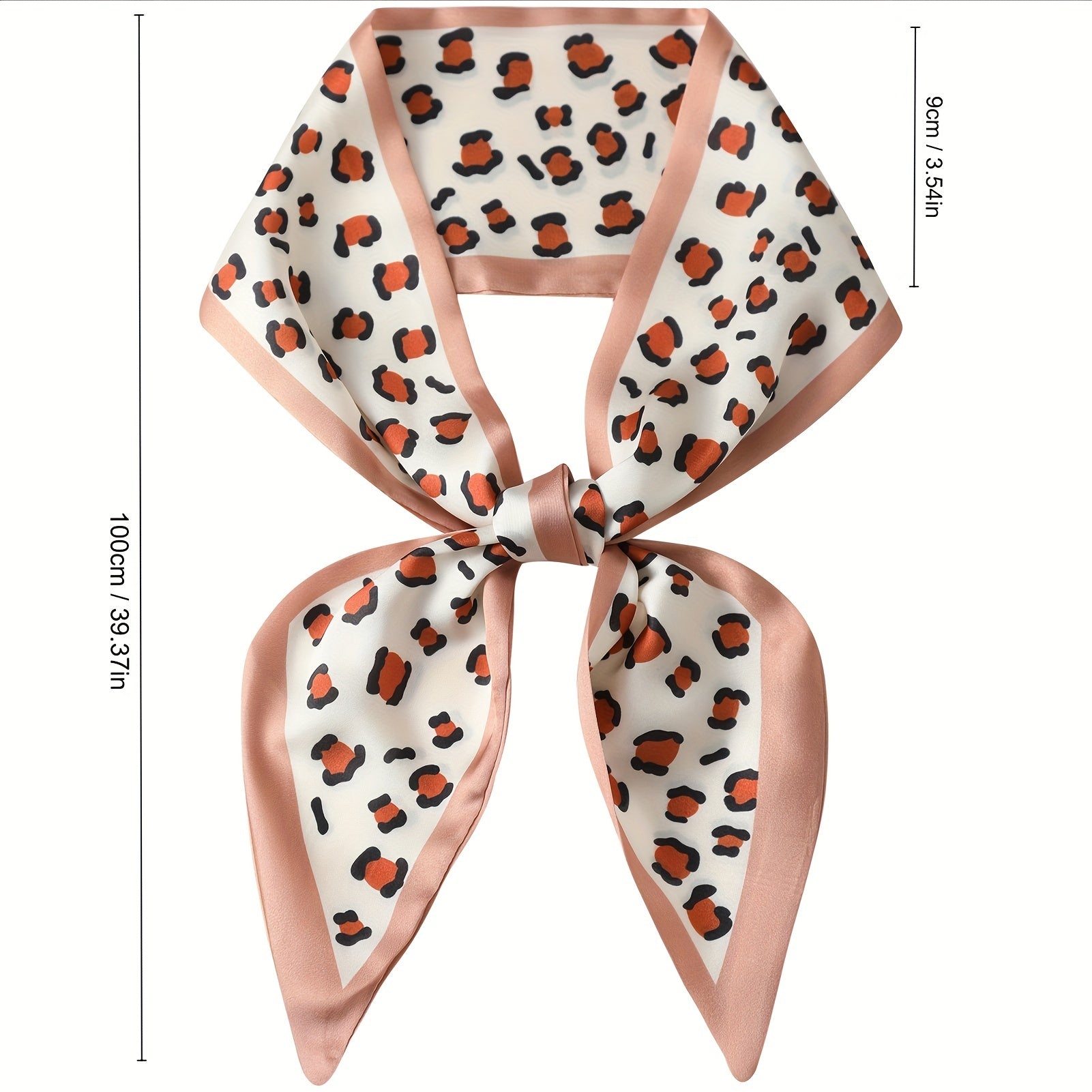 Leopard Dot Print Skinny Scarf Silk Hair Ribbon Satin Neckerchief Twilly