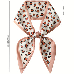 Leopard Dot Print Skinny Scarf Silk Hair Ribbon Satin Neckerchief Twilly