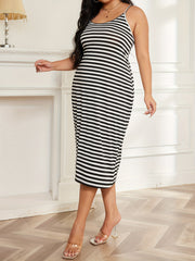 Stripe Print Midi Cami Dress