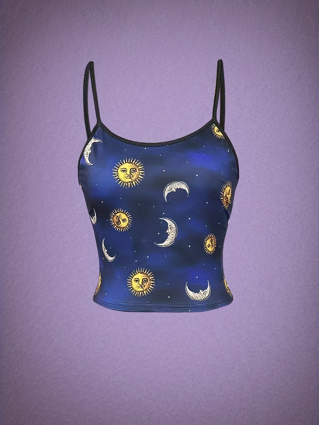 Halloween Moon & Sun Print Cami Top Gothic Summer Sleeveless Top