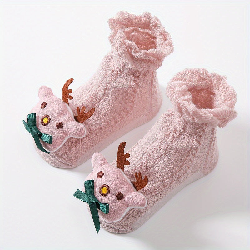 Girls Cartoon Decor Mesh High Socks for Summer & Spring