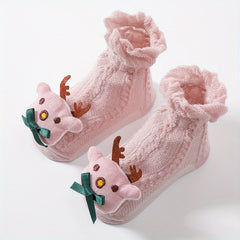 Girls Cartoon Decor Mesh High Socks for Summer & Spring