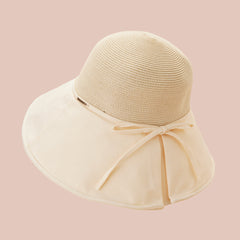 Thin Bow Strap Decor Bucket Hat Sun Hat Women 7 Colors