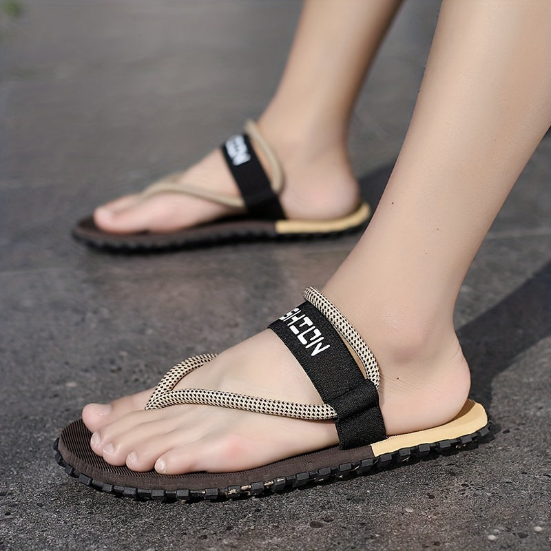Men's Block Elastic Flip Flops Quick Drying Comfortable Thong Sandals