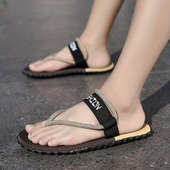 Men's Block Elastic Flip Flops Quick Drying Comfortable Thong Sandals
