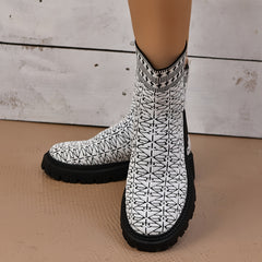 High Chunky Heeled Running Shoes Anti-slip Knit Leisure Sports