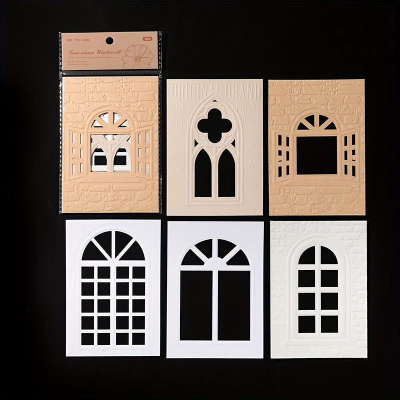 5pcs Letterpress Embossed Hollow Collage Card Time Exclusive Series