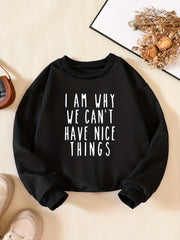 Girls Fun Letter Sweatshirt Long Sleeve Casual Pullover