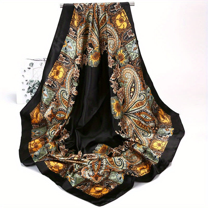 Fashionable Cashew Print Satin Square Scarf Large Shawl for Men