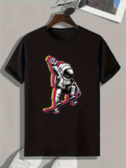 Astronaut Print Men's Graphic T-shirt for Summer
