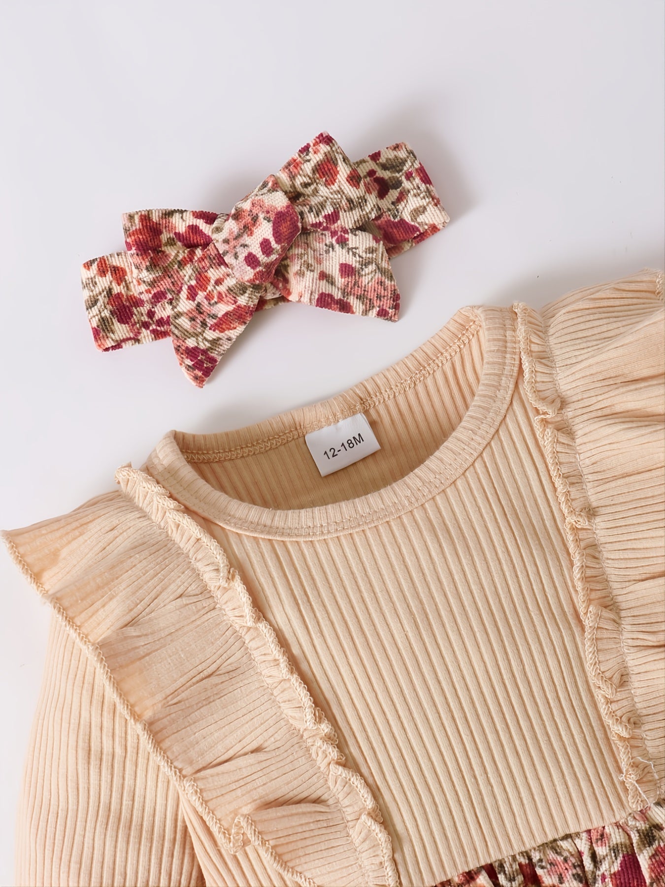 Toddler Girls Solid Top Floral Ruffles Skirt Outfit
