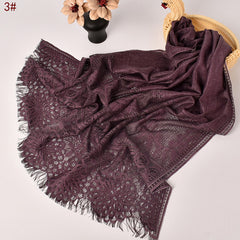 Solid Hollow Circle Flower Long Scarf Headband Women's Scarf