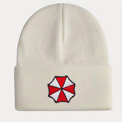 Protective Umbrella Embroidery Knit Hat for Winter