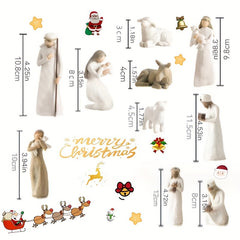 Nativity Figurine 10 Piece Set Hand Painted Nativity Figures Holiday Decor