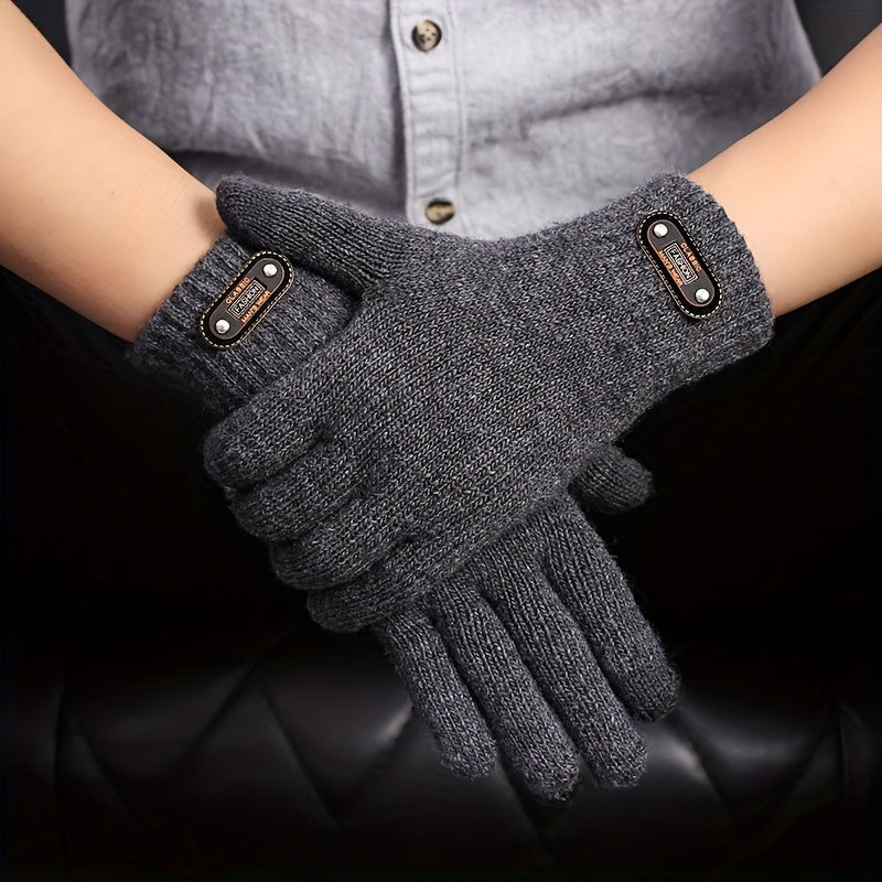Men's Winter Touchscreen Knit Gloves for Outdoor Activities