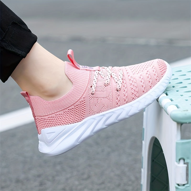 Breathable Woven Sneakers For Girls Lightweight Low Top Lace Up Shoes