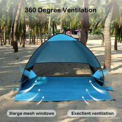 UPF 50 UV Protection Pop Up Beach Tent for 2-3 Adults