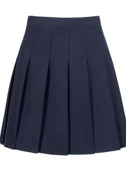 Kid Girls' Pleated Skirt High Waist Preppy Skirt Multicolor Optional