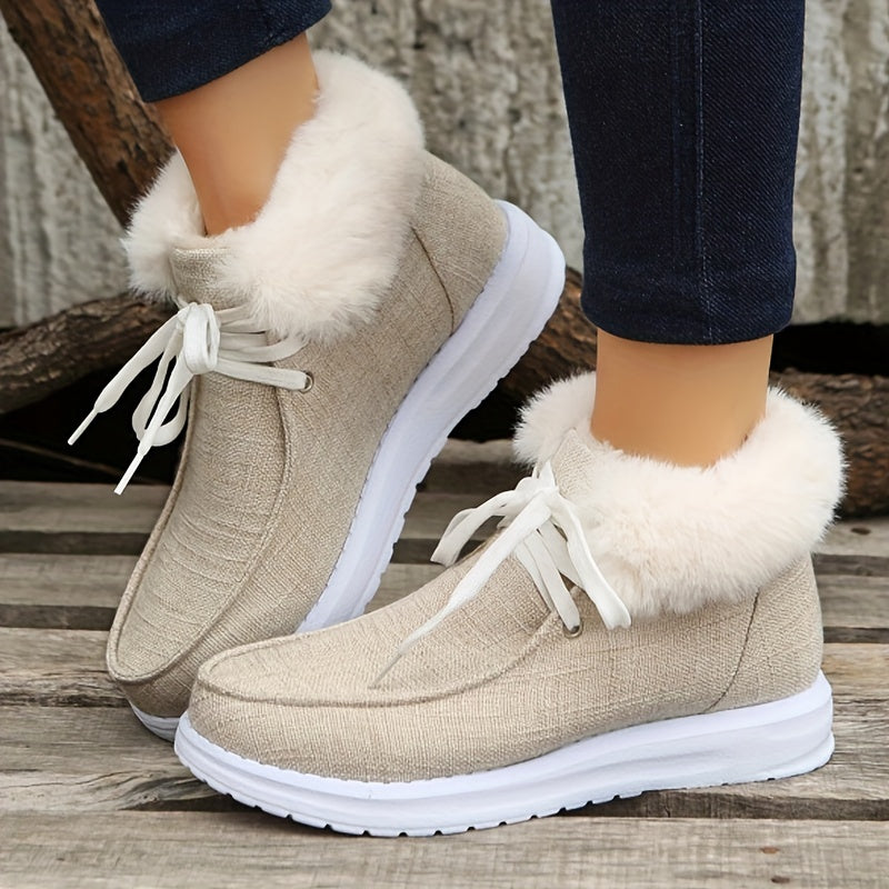 Fur Fleece Lined Thermal Snow Shoes Lightweight Winter Boat Shoes