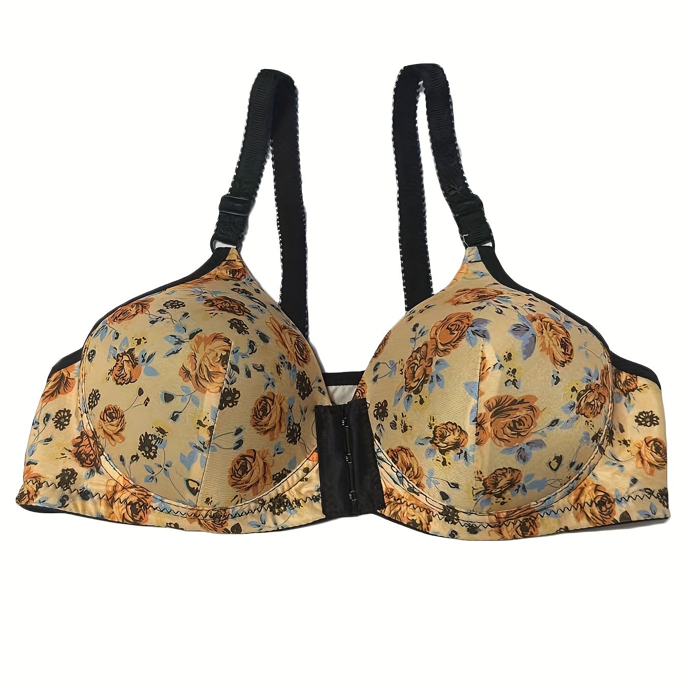 Floral Print Push Up Bra Front Buckle Women's Lingerie
