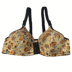 Floral Print Push Up Bra Front Buckle Women's Lingerie