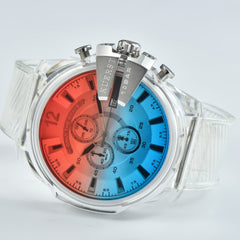 KUERST Acrylic Quartz Watch Waterproof Chronograph Sports Wrist Watch