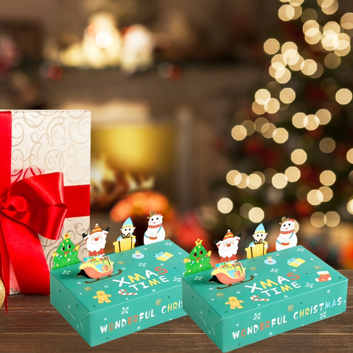 10pcs Christmas Cupcake Boxes Cookie Boxes Christmas Party Treats