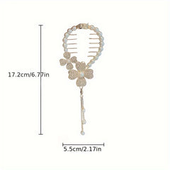 Flower Rhinestones & Faux Pearls Hair Clip Women Girls