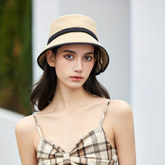Ruffles Solid Bucket Hat French Style Sunscreen Beach Hats