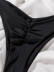 Ruched Cheeky Bikini Bottoms High Stretch Swim Briefs