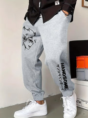Anime Handsome Boy Drawstring Sweatpants Loose Fit Casual Joggers for Men