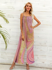 Graphic Print Wide Leg Cami Jumpsuit