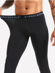 Men's Letters Pattern Compression Pants High Stretch Trousers