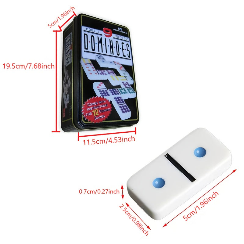 Double Nine Dominoes Set In Storage Tin - Fun Family Board Game