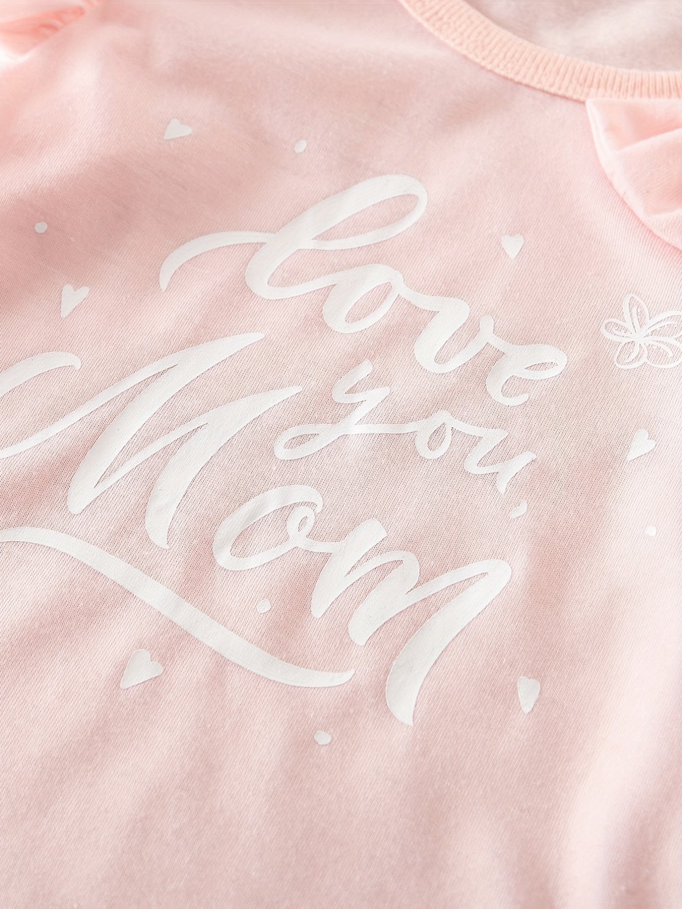 Baby Girls Love You Mom Ruffle Sleeve Bowknot Round Neck T shirt Clothes