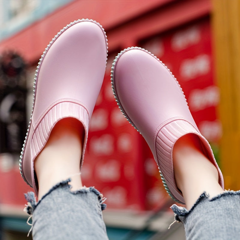 Waterproof Lightweight Rain Boots PVC Block Ankle Boots
