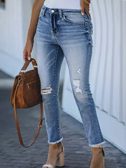 Washed Ripped High Stretch Jeans