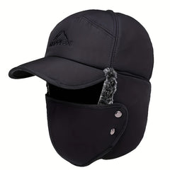 Coldproof Velvet Trapper Hat With Face Cover for Outdoor Activities